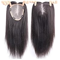 Free Parting Human Hair Clip in Toppers for Women, 6
