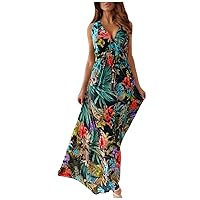 Beach Dresses for Women,2024 Spring Summer Trendy Elegant Boho Floral Party Dresses,Hawaiian Vacation Sun Dresses Resort Wear