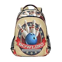 AUUXVA Bowling Ball Sport Vintage Pattern Backpack School Bookbag Laptop Purse Casual Daypack for Teen Girls Women Boys Men College Travel