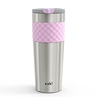 Zak Designs Aberdeen Vacuum Insulated 18/8 Stainless Steel Travel Tumbler with Leak-Proof Click Lid and Silicone Wrap, Fits in Car Cup Holders (Non-BPA, 24 oz, Lilac)