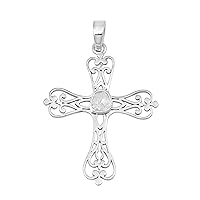 0.15 CTW Natural Diamond Polki Christian Cross Religious Pendant 925 Sterling Silver Platinum Plated Slice Diamond Jewelry