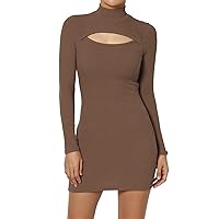 TheMogan Junior's Long Sleeve Stretch Bodycon Pencil Mini Dress Day to Night Casual Night Out Dress