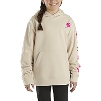 Carhartt Girls' Hoodie Fleece Pullover Sweatshirt, Malt Cream