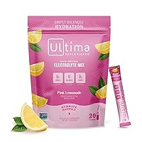 Ultima Replenisher Daily Electrolyte Drink Mix – Pink Lemonade, 20 Stickpacks – Hydration Packets with 6 Electrolytes & Trace Minerals – Keto Friendly, Vegan, Non-GMO & Sugar-Free Electrolyte Powder