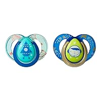 Tommee Tippee Nighttime Pacifier, 6-18months, 2 Pack of Glow in The Dark Pacifiers with Reusable sterilizer pod