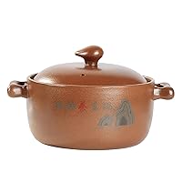 Qiangcui Casserole Dish with Lid, Kitchen Ceramic Stockpot, Heat-Resistant Chinese Clay Pot with Double Handle Ceramic Cooking Hot Pot Cookware