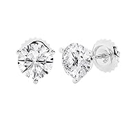 2 to 7 Carat Diamond Stud Earrings with Screw Back in 14K 18K White Gold & Platinum, (G-H Color, VS Clarity), Round & Princess Cut, IGI Certified Lab Grown Diamonds with Gift Box