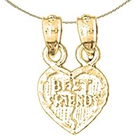 Jewels Obsession Silver Best Friends In Heart Necklace | 14K Yellow Gold-plated 925 Silver Best Friends In Heart Pendant with 18