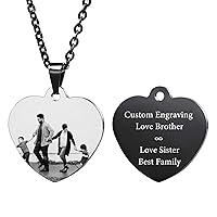 VIBOOS Personalized Heart Pendant Necklace for Women Men Girl Custom Engraving Name/Date/Text/Photos for Couples Bridesmaid Gifts Best Friend Stainless Steel Lovers Jewelry