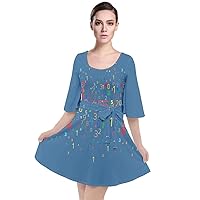 CowCow Womens Casual Party Dress Math Symbols Mathematics Formula Chemistry School Velour Kimono Sleeve Dress