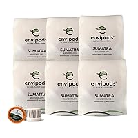 Fresh Roasted Coffee,100% Sumatra Mandheling Compostable Envipods, Medium Roast, Kosher, 72 Count,for Keurig K Cup Brewers | Not for use in Ninja or Hamilton Beach Brewers