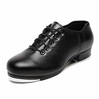 Mens Lace Up Black Tap Shoes Leather Dance Shoe for Men