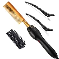 LEEONS Hot Comb Electric, Professional Electrical Straightening Comb, High Heat Press Comb, Hot Comb Hair Straightener, Electric Heating Comb, Ceramic Comb Security Portable Curling Iron Heated Brush