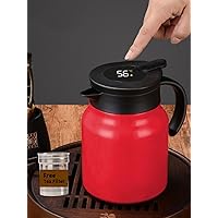 34oz Thermal Coffee Carafe with Tea Infuser/Smart Double Walled Vacuum Thermos with LED Display/Stainless Steel Tea Carafe/Tea Pot /12 Hour Heat & 24hr Cold Retention (Red)