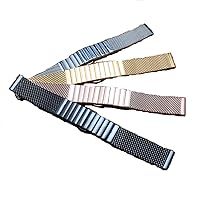 Bracelet Gold Silver Black 20mm 22mm Stainless Steel watchband Mesh Band Wrist Watch Strap Push Button Straight end