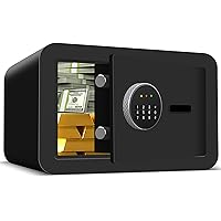 0.5 Cu.ft Small Fireproof Safe Box fire safe for Money, Home Safe Fireproof Waterproof with Digital Keypad, Lock Box Fireproof Safe for Firearm Medicine Money Documents Valuables (0.5 Cu.ft BLACK)