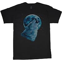 Big Men's Clothing Shirt Lone Wolf Howling at The Moon tee
