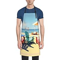 Beach Scene With Chairs Print Waterproof Apron,Cooking Aprons Baking,Artist Aprons For Men Women Adults Unisex Chef