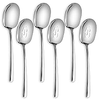 X-Large Serving Spoons Set,12 Inch Slotted Spoon and Serving Spoon,Spoons Silverware,Cooking Spoon,Pasta Spoon,Mixing Spoon,Buffet Serving Utensils,Foodgrade 18/8 Stainless Steel,Pack of 6
