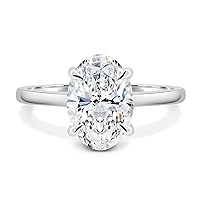 Kiara Gems 2.20 CT Oval Cut Solitaire Moissanite Engagement Rings, VVS1 4 Prong Irene Knife-Edge Silver Wedding Ring, Woman Gift, Promise,Birthday, Gift