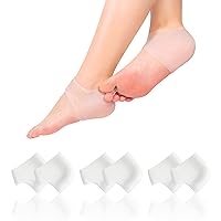 Heel Protectors 3 Pairs Heel Cups for Heel Pain Relief Gel Heel Pads for Women and Men Silicone Socks Moisturizing for Blister, Cracked Foot