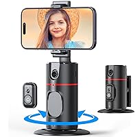 Auto Tracking Phone Holder,360° Rotation Phone Camera Mount Smart Shooting Phone Tracking Holder with Remote Selfie Stick for iPhone Android Stabilizer Shooting Live,No App,Rechargeable