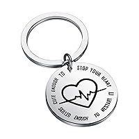Funny Nurse Keychain Gift Cute Enough to Stop Your Heart Skilled Enough to Restart It Keyring Thank you Gift