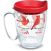Tervis Festive Christmas Holiday Season Cardinals Made in USA Double Walled Insulated Tumbler Travel Cup Keeps Drinks Cold & Hot, 16oz Mug, Classic