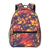 Gold Texture Print Pattern Backpack, 15.7 Inch Large Backpack, Zippered Pocket, Lightweight, Foldable, Easy To Travel