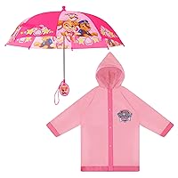 Nickelodeon Umbrella and Poncho Raincoat Set, Paw Patrol Girls Rain Wear for Toddler 2-3 Or Kids 4-7