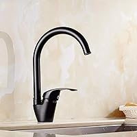 Faucets,Kitchen Faucets Painted 360 Swivel Rotation Single Handle Kitchen Mixer Taps Hot and Cold Sink Water Taps Single Handle Commercial Faucet/Black