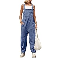 Overalls for Women,2024 Women Sleeveless Casual Loose Bib Pants Overalls Baggy Rompers Adjustable Strap Jumpsuits