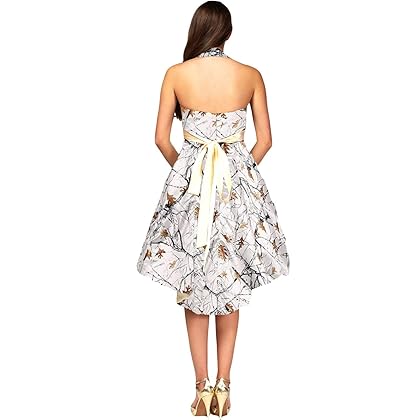YINGJIABride High Low Camo Wedding Guest Formal Dresses Bridesmaid Gowns Halter