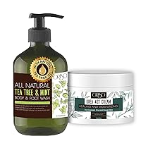 Tea Tree Oil Body Wash with Mint and 40 Percent Urea Cream - Intensive Hydration - Antifungal - Helps Athletes Foot - Irritated Skin - Foot Odor