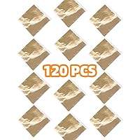 120PCS Gold Foil Leaf, 3.15 * 3.35inches Per Sheet, Multiple Colors, Used for Gilded Crafts, Painting, Home, DIY Design, Furniture Decoration (Champagne Gold)