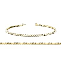 White Sapphire Bezel Set Tennis Bracelet 1.70 ct tw in 14K Gold.