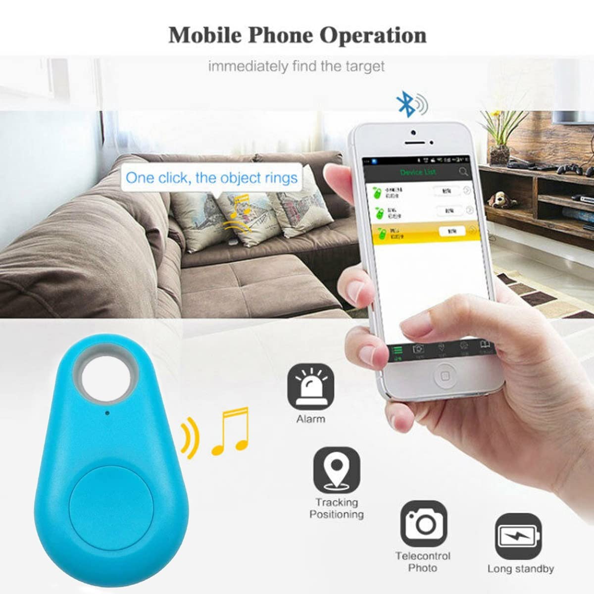 Portable GPS Tracking Mobile Smart Anti Loss Device Key Finder Locator GPS Smart Tracker Device for Kids Dog Pet Cat Wallet Keychain Luggage, Alarm Reminder, App Control