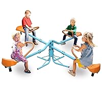 Seat Teeter Totter for Kids Outdoor,360° Rotate Seesaw,Sit and Spin Teeter Totter for Kids, Toddlers, Boys, Children, Playground Equipment Swivel Teeter Totter for Outdoor Backyard/Indoor (4-seat)