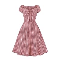 Women's Vintage Polka Dots 1950s Audrey Retro Rockabilly Prom Dress Summer 50's 60's A-Line Cocktail Party Swing Dress