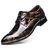 Men's Faux Patent Leather Tuxedo Derby Dress Shoes Fashion Lace-up Formal Oxford