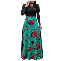 Bodycon Dresses for Women, Womens Long Sleeve Floral Print Loose Wedding Holiday Party Maxi Dresses