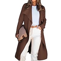 Angerella Women's Casual Long Sleeve Draped Open Front Knit Long Cardigan Sweater Outwear Coats with Pocket