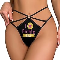 I Love Pickleball Women's Print Strap T-Back Thong G-String Underwear