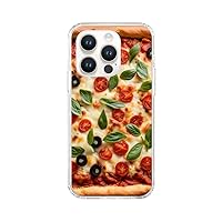 Cell Phone Case for iPhone 7, 8, X, XS, XR, 11, 12, 14, 15 Standard to Plus/Pro Max Sizes Cute Funny Pizza Sicilian Pizza Pie Foodie Food Lover with Olives Basil and Tomatoes Design Slim Cover Clear