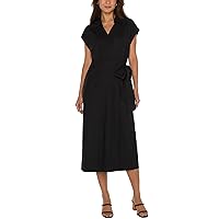 Liverpool Women's Textured Stretch Woven Collared Wrap Dress