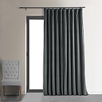 HPD Half Price Drapes Signature Velvet Thermal Blackout Curtains for Living Room 120 Inch Long (1 Panel) Rod Pocket Insulated Blackout Curtains for Bedroom Window Curtains, 100W x 120L, Natural Grey