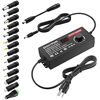 SHNITPWR Universal Power Supply DC 24V 12V 5V 6V 9V 14V 19V Adjustable AC/DC Adapter 100V~240V AC to DC Variable Power Converter Multi-Voltage 3.5V ~ 24V 6A 144W Power Adapter 14 Tips LCD Display