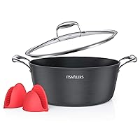 Ultra Nonstick Modern Hard-Anodized Stock Pot, 6 qt Induction Kitchen Cookware Dutch Oven with Silicone Oven Mitts,Oven Safe Black