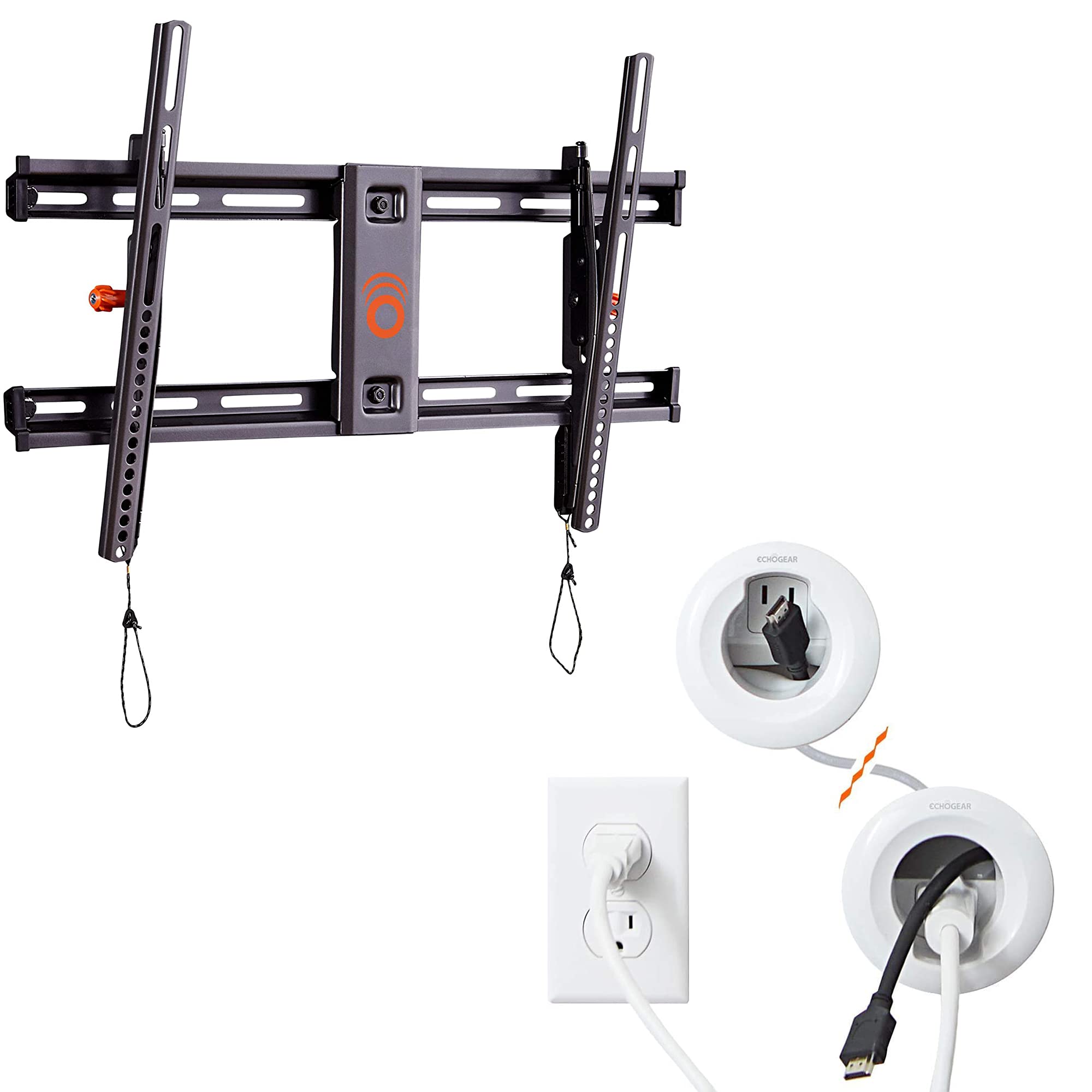 ECHOGEAR Tilting TV Wall Mount with Low Profile & in-Wall Cable Management Kit - for TVs Up to 90