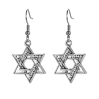 Fashion Jewish Star of David Earrings Zinc Alloy Dangle Earrings Hollow Out Jewelry for Women Girls